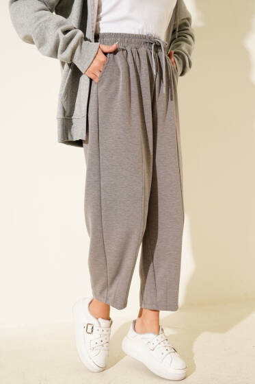 Bel Lastikli Çımalı Loyşa Pantolon Füme - Yılın Fırsatı