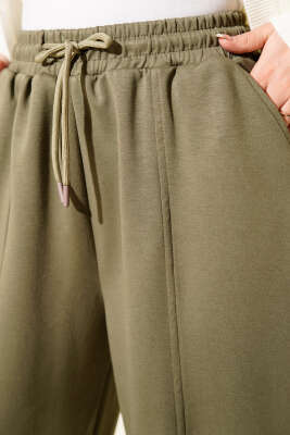 Bel Lastikli Çımalı Loyşa Pantolon Haki - Pantolon