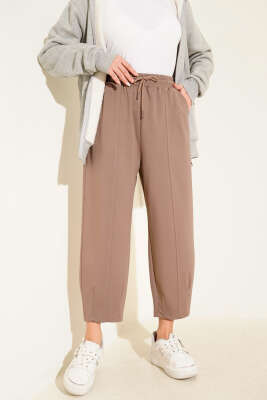 Bel Lastikli Çımalı Loyşa Pantolon Kahve - Pantolon