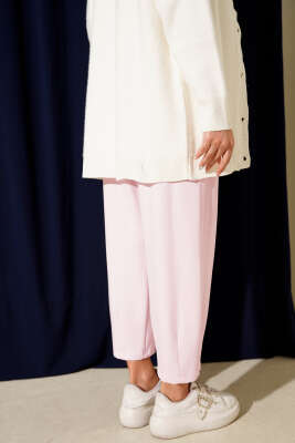 Bel Lastikli Çımalı Loyşa Pantolon Pembe - Pantolon