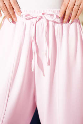 Bel Lastikli Çımalı Loyşa Pantolon Pembe - Pantolon