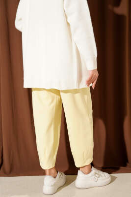 Bel Lastikli Çımalı Loyşa Pantolon Sarı - Pantolon