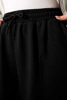 Bel Lastikli Çımalı Loyşa Pantolon Siyah - Pantolon