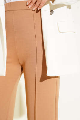 Bel Lastikli Çımalı Pantolon Camel - Pantolon