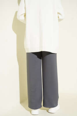 Bel Lastikli Çımalı Scuba Pantolon Füme - Pantolon