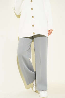 Bel Lastikli Çımalı Scuba Pantolon Gri - Pantolon