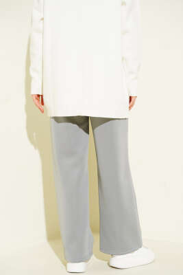 Bel Lastikli Çımalı Scuba Pantolon Gri - Pantolon