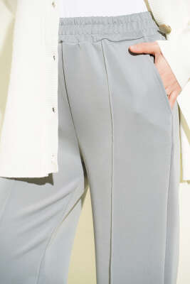 Bel Lastikli Çımalı Scuba Pantolon Gri - Pantolon