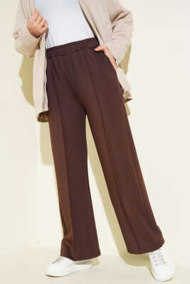 Bel Lastikli Çımalı Scuba Pantolon Kahve - SAS