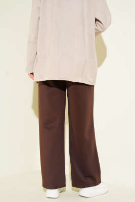 Bel Lastikli Çımalı Scuba Pantolon Kahve - Pantolon