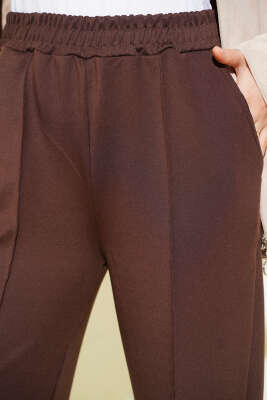 Bel Lastikli Çımalı Scuba Pantolon Kahve - Pantolon