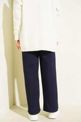 Bel Lastikli Çımalı Scuba Pantolon Lacivert - Pantolon