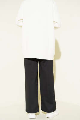 Bel Lastikli Çımalı Scuba Pantolon Siyah - Pantolon