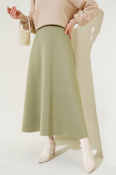 Bel Lastikli Dalgıç Etek Çağla Yeşili - Etek