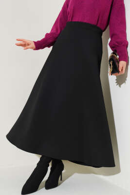 Bel Lastikli Dalgıç Etek Siyah 