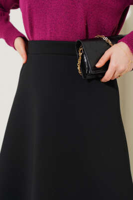 Bel Lastikli Dalgıç Etek Siyah - Uzun Etek