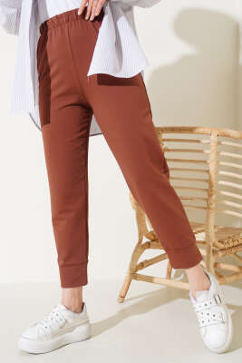Bel Lastikli Dar Paça Basic Pantolon Kahve - 100-300 TL Ürünler