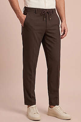 Bel Lastikli Dar Paça Erkek Kumaş Pantolon Acı Kahve - ERME