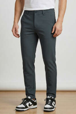 Bel Lastikli Dar Paça Erkek Pantolon Füme - WİPEOUT