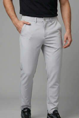 Bel Lastikli Dar Paça Erkek Pantolon Gri 