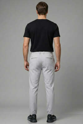 Bel Lastikli Dar Paça Erkek Pantolon Gri - Erkek Pantolon