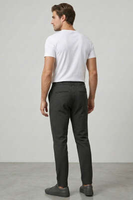 Bel Lastikli Dar Paça Erkek Pantolon Siyah - Erkek Pantolon