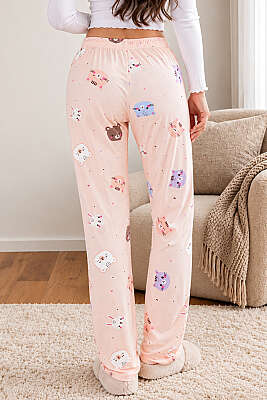 Bel Lastikli Desenli Pijama Alt Asorti 10 - Pijama