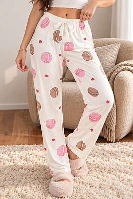 Bel Lastikli Desenli Pijama Alt Asorti 13 