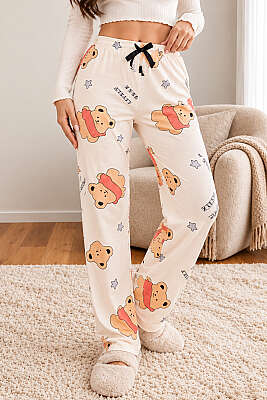 Bel Lastikli Desenli Pijama Alt Asorti 22 