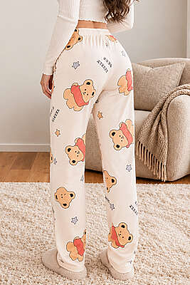 Bel Lastikli Desenli Pijama Alt Asorti 22 - Pijama