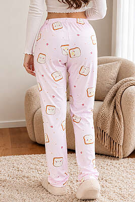Bel Lastikli Desenli Pijama Alt Asorti 23 - Pijama