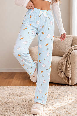 Bel Lastikli Desenli Pijama Alt Asorti 24 