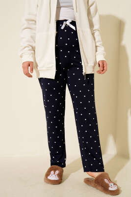 Bel Lastikli Desenli Pijama Altı Lacivert - Pijama