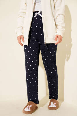 Bel Lastikli Desenli Pijama Altı Lacivert - Pijama