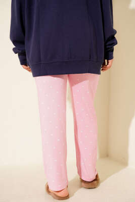 Bel Lastikli Desenli Pijama Altı Pembe - Pijama