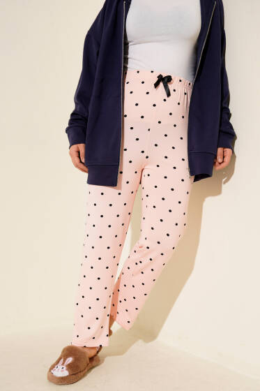 Bel Lastikli Desenli Pijama Altı Yavru Ağzı - Pijama