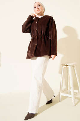 Bel Lastikli Düğmeli Goldfox Ceket Kahve - Ceket