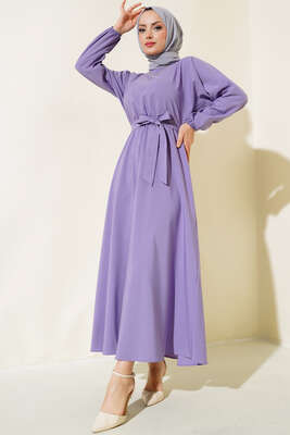 Bel Lastikli Elbise Lila - Yılın Fırsatı