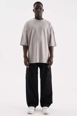 Bel Lastikli Erkek Kot Kargo Pantolon Siyah - Erkek Pantolon