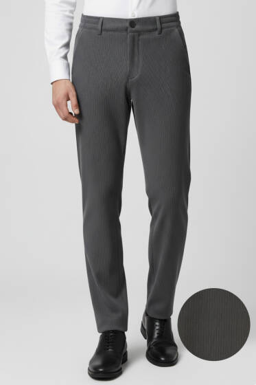 Bel Lastikli Fitilli Erkek Pantolon Füme - Erkek Pantolon