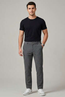 Bel Lastikli Fitilli Erkek Pantolon Haki - Erkek Pantolon