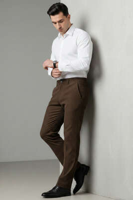 Bel Lastikli Fitilli Erkek Pantolon Kahve - Erkek Pantolon