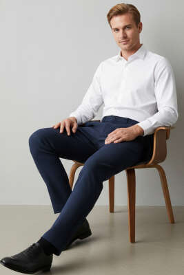 Bel Lastikli Fitilli Erkek Pantolon Lacivert - Erkek Pantolon