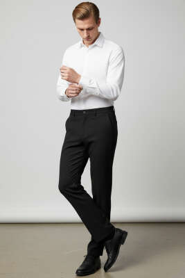 Bel Lastikli Fitilli Erkek Pantolon Siyah - Erkek Pantolon