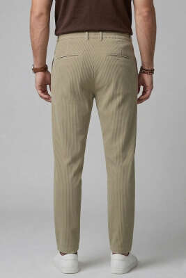 Bel Lastikli Fitilli Erkek Pantolon Taş - Erkek Pantolon