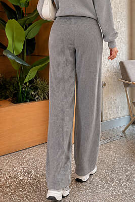 Bel Lastikli Fitilli Kaşkorse Pantolon Füme - Pantolon