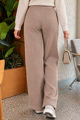 Bel Lastikli Fitilli Kaşkorse Pantolon Latte - Pantolon