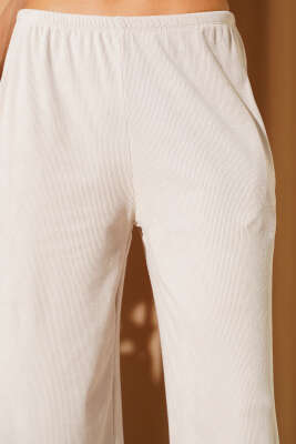 Bel Lastikli Fitilli Palazzo Pantolon Bej - Yılın Fırsatı