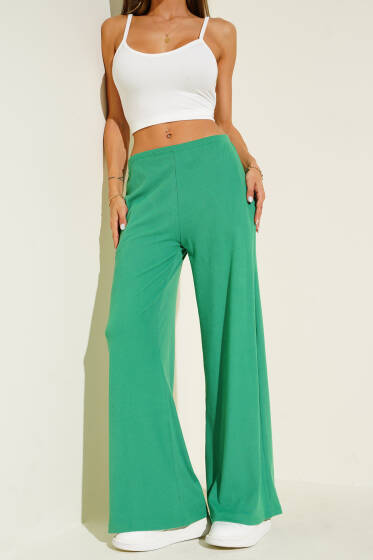 Bel Lastikli Fitilli Palazzo Pantolon Yeşil - Yılın Fırsatı