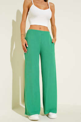 Bel Lastikli Fitilli Palazzo Pantolon Yeşil - Yılın Fırsatı